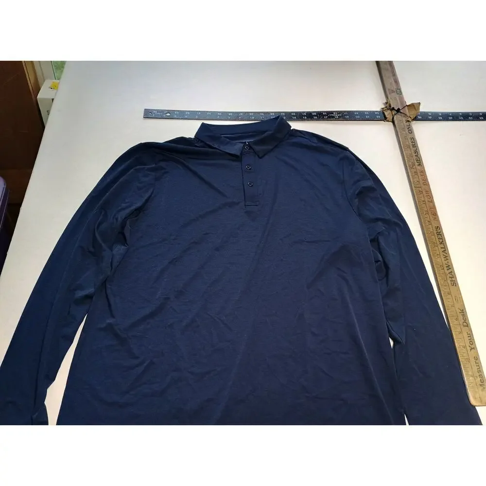 Dark Blue Spandex Long Sleeve Polo - Size Large - Picture 2 of 6